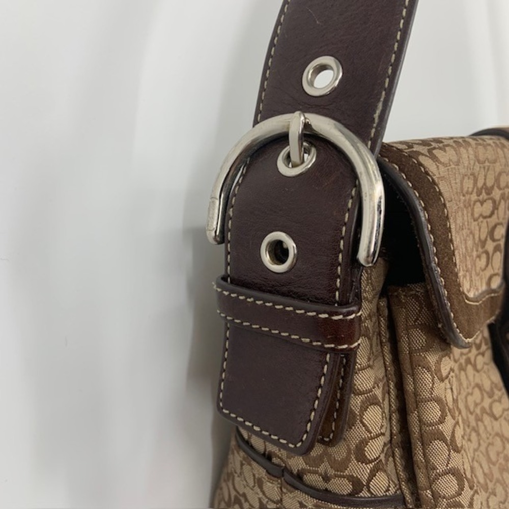 Vintage Y2K Coach Soho Signature Buckle Shoulder Bag Brown Suede Jacquard 2000s - Picture 7 of 16